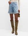 Agolde Damed Cuffed Denim Shorts In Tension Bleach