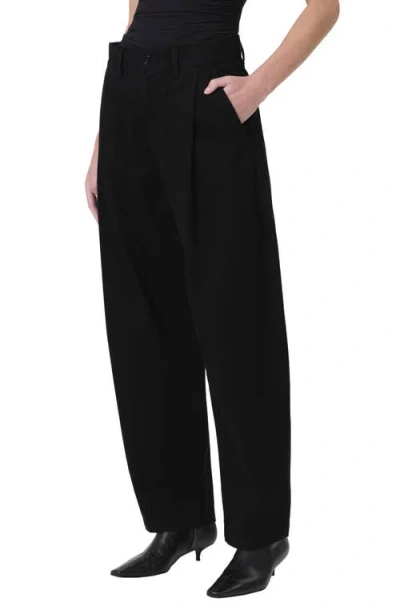 Agolde Danika Cotton Barrel Leg Chinos In Black