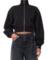 Agolde Darby Funnel Neck Zip Front Sweatshirt In Black