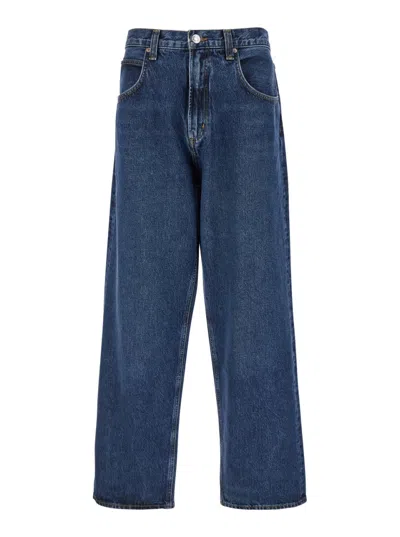 AGOLDE DARK BLUE LOGO PATCH STRAIGHT FIT JEANS