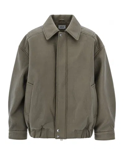 Agolde Dark Green Ona Gathered-hem Jacket In Multi
