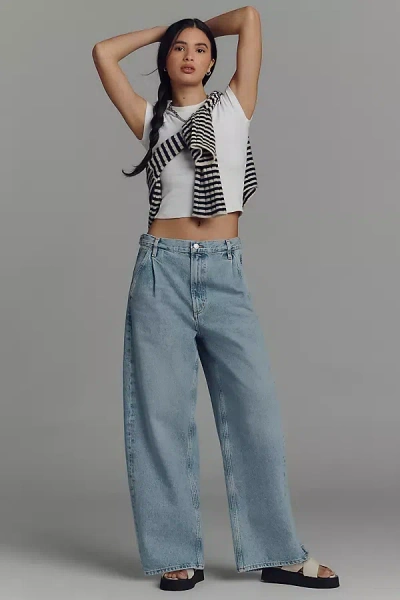 Agolde Darsha Pleated High-rise Barrel Trouser Jeans In Blue