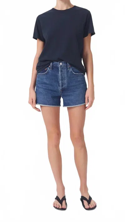 Agolde Dee High Rise Rolled Hem Short In Enamour In Multi