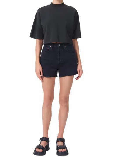 Agolde Dee High Rise Rolled Hem Short In Slow Burn In Black