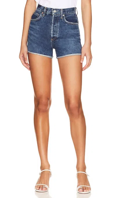 Agolde Dee High Rise Short In Enamour In Blue