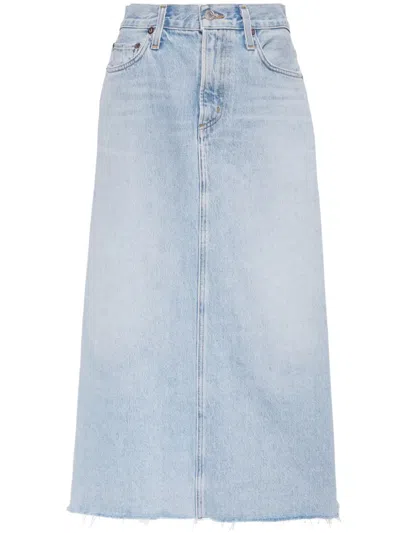 Agolde Della High-rise Denim Skirt In Black