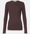 Agolde Ribbed Delphi T-shirt In Brown
