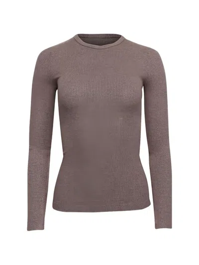 Agolde Delphi Ribbed-knit Top In Brown
