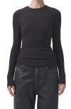 Agolde Delphi Slim Fit Ribbed T-shirt In Black