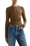 Agolde Delphi Slim Fit Ribbed T-shirt In Brown