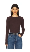 Agolde Ribbed Delphi T-shirt In Burgundy