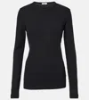 Agolde Delphi Ribbed Slim Long-sleeve Tee In Black