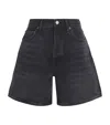 Agolde Stella Distressed Organic Denim Shorts In Black