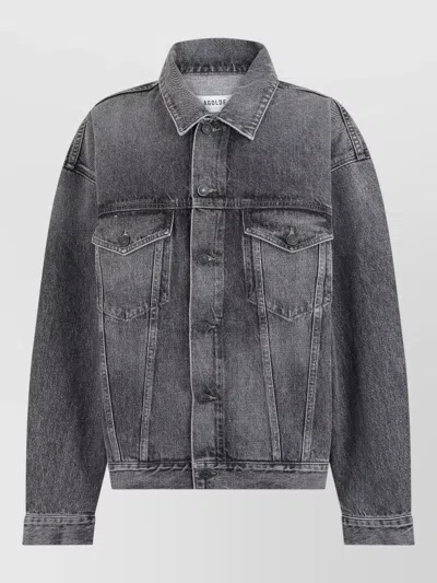 AGOLDE DENIM JACKET STRUCTURED COLLAR BUTTONED CUFFS POCKETS