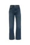Agolde Denim Trousers With Belt Loops In Blue