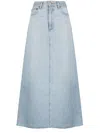 Agolde Hilla Mid-rise Back-slit Maxi Skirt In Practice In Clear Blue