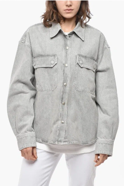 Agolde Denim Shirt With Double Breast Pocket And Side Slits