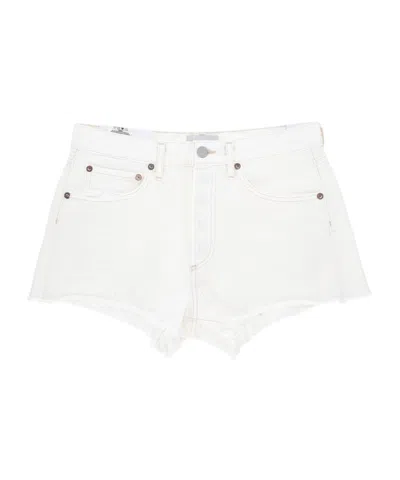Agolde Parker Long Denim Short In Panna Cotta In White