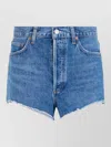 Agolde Belted Stitched Distressed Five-pocket Frayed Trousers In Multi