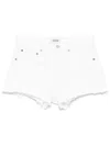 Agolde Parker Long Distressed Denim Shorts In White