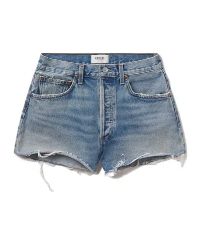 AGOLDE AGOLDE FRAYED HEM DENIM SHORTS