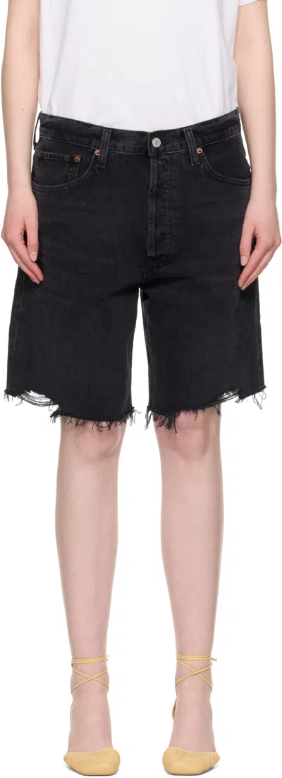 Agolde Denim Shorts With Belt Loops In Black
