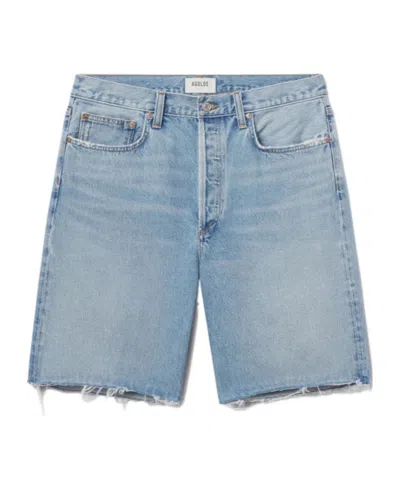 Agolde Denim Shorts With Belt Loops In Blue