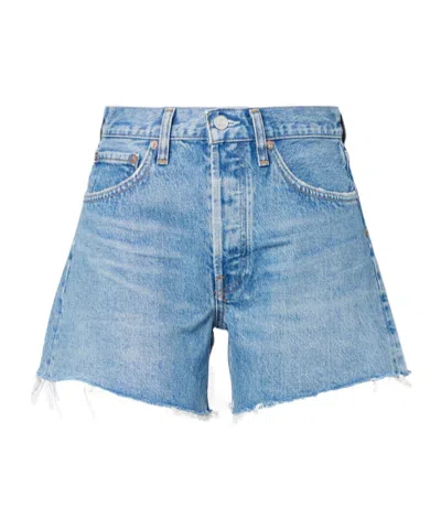 Agolde Denim Shorts With Belt Loops In Blue