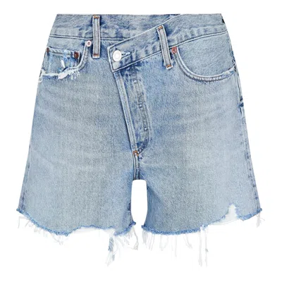 Agolde Denim Shorts With Multiple Pockets In Blue