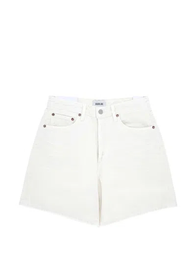 Agolde Denim Shorts With Pockets In White