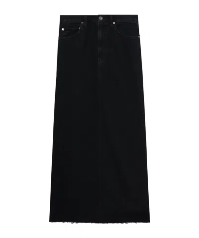 Agolde Hilla Cotton Denim Long Skirt In 黑色