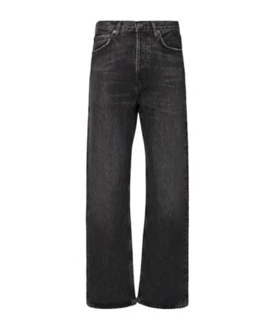 Agolde Straight-leg Low-rise Jeans With Classic Five-pocket Styling In Black
