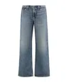 Agolde Wide-leg Faded Wash Denim Trousers With Five Pockets