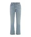 Agolde Wide-leg Faded Wash Denim Trousers With Five Pockets