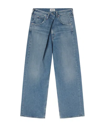 Agolde Denim Trousers With Belt Loops In Blue
