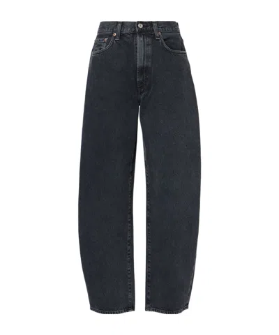 Agolde Denim Trousers With Belt Loops In Black