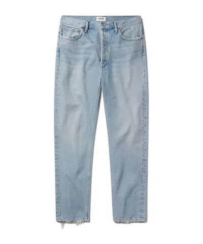 Agolde Denim Trousers With Belt Loops In Blue