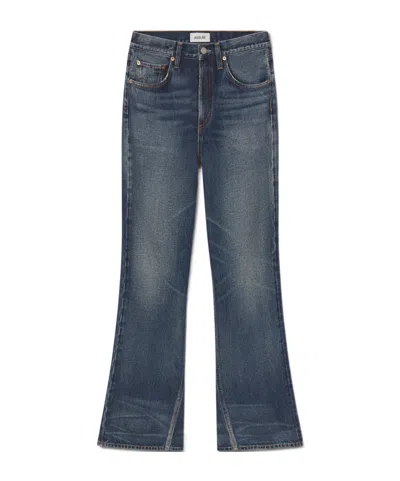 Agolde Denim Trousers With Belt Loops In Blue