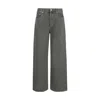 Agolde Wide Leg Cotton Denim Trousers In Green