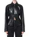 Agolde Devon Faux Leather Buttondown Shirt In Black
