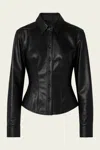 Agolde Devon Faux Leather Buttondown Shirt In Black