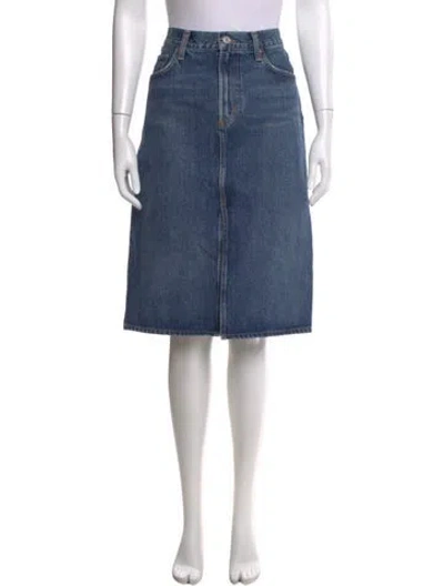 Pre-owned Agolde Distressed Accents Knee-length Skirt In Blue