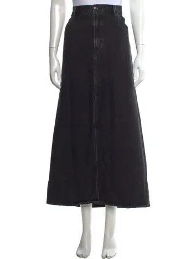 Pre-owned Agolde Distressed Accents Long Skirt In Black