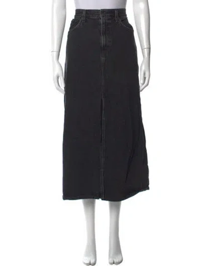 Pre-owned Agolde Distressed Accents Long Skirt In Black