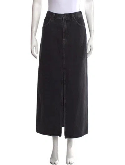 Pre-owned Agolde Distressed Accents Long Skirt In Black