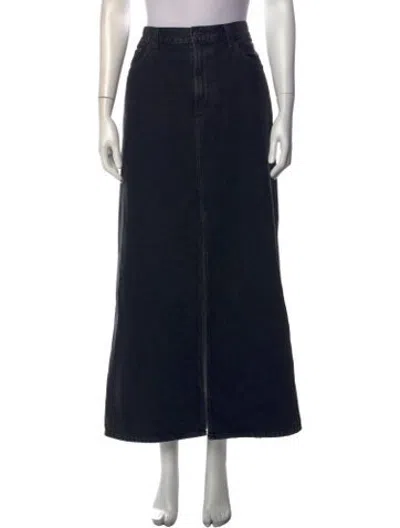 Pre-owned Agolde Distressed Accents Long Skirt In Black