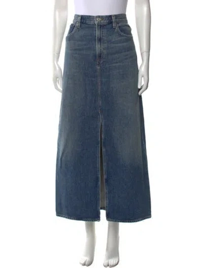 Pre-owned Agolde Distressed Accents Long Skirt In Blue