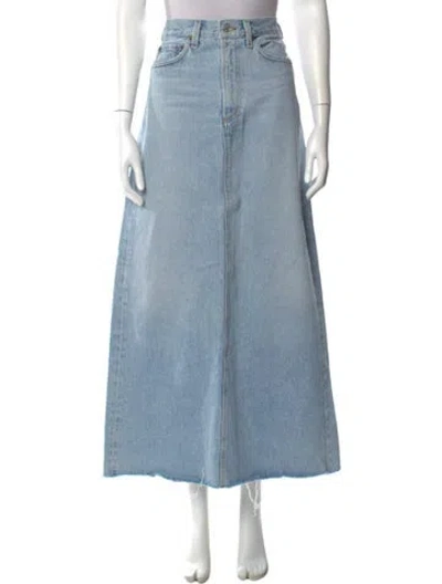 Pre-owned Agolde Distressed Accents Long Skirt In Blue