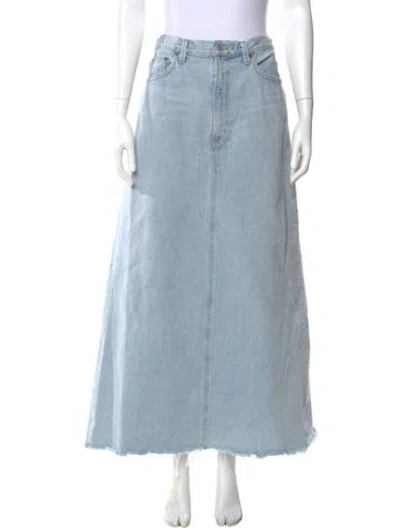 Pre-owned Agolde Distressed Accents Long Skirt In Blue