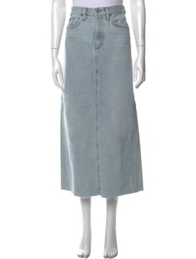 Pre-owned Agolde Distressed Accents Long Skirt In Blue